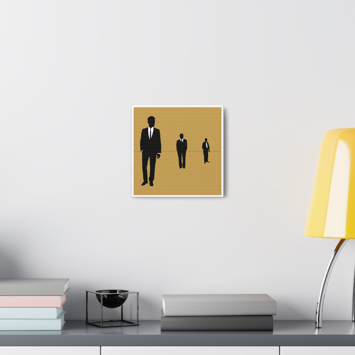 Retro Men 4 Retro Men Standing In Tan Background Canvas Art Print