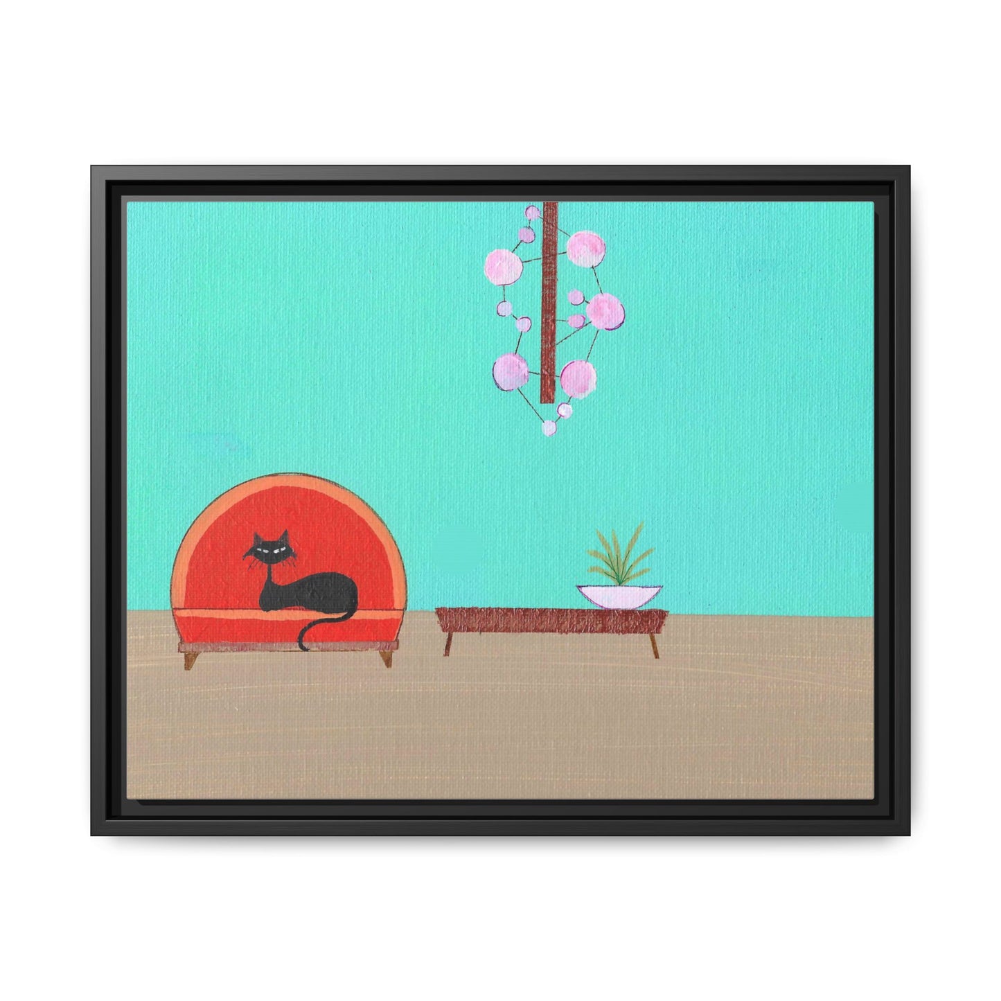 Mod Kitty Vintage Inspired Framed Canvas Print