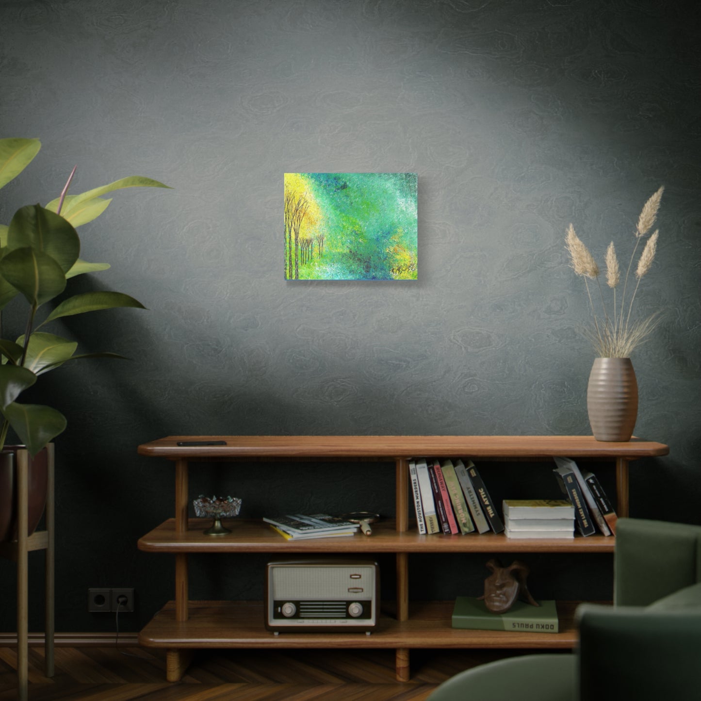 Titled "Trees Across The Pond" Abstract On Canvas