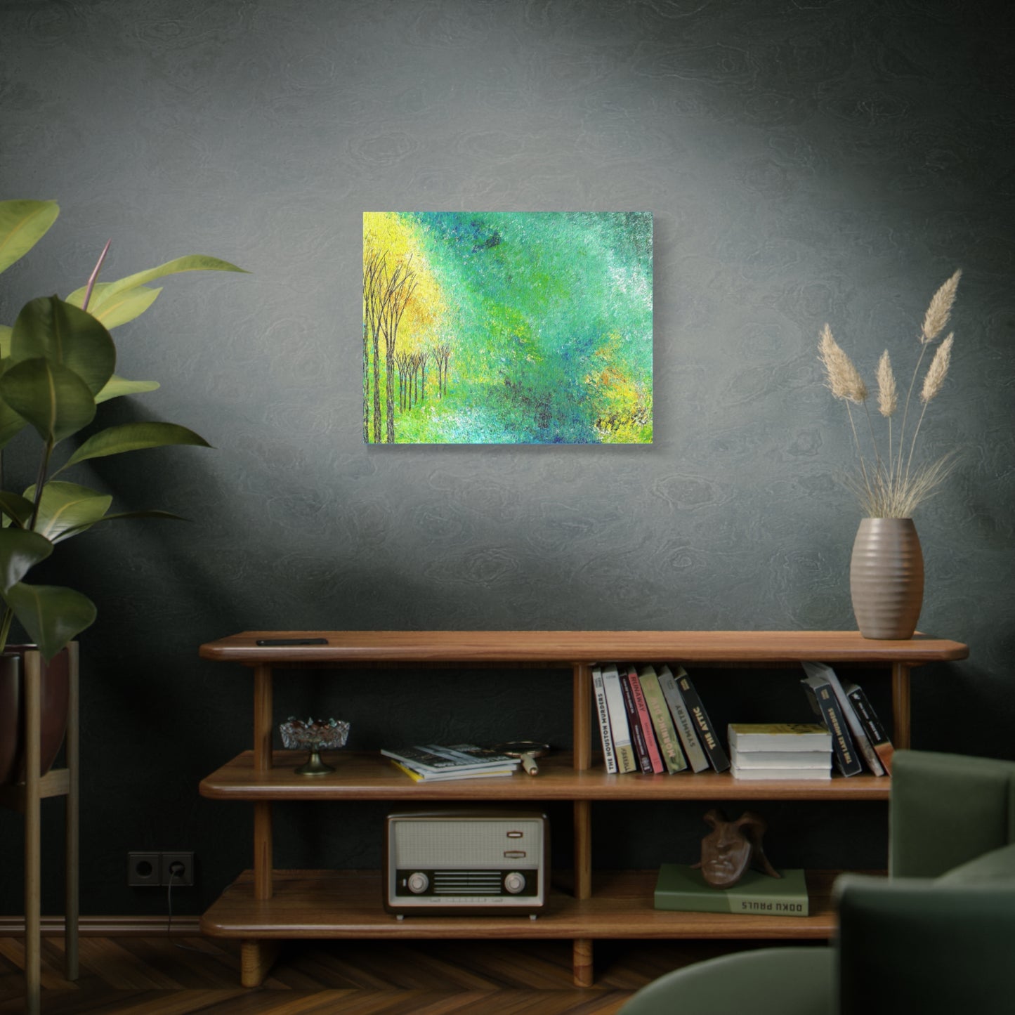 Titled "Trees Across The Pond" Abstract On Canvas