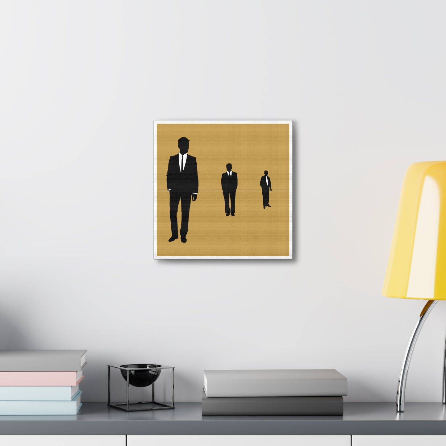 Retro Men 4 Retro Men Standing In Tan Background Canvas Art Print