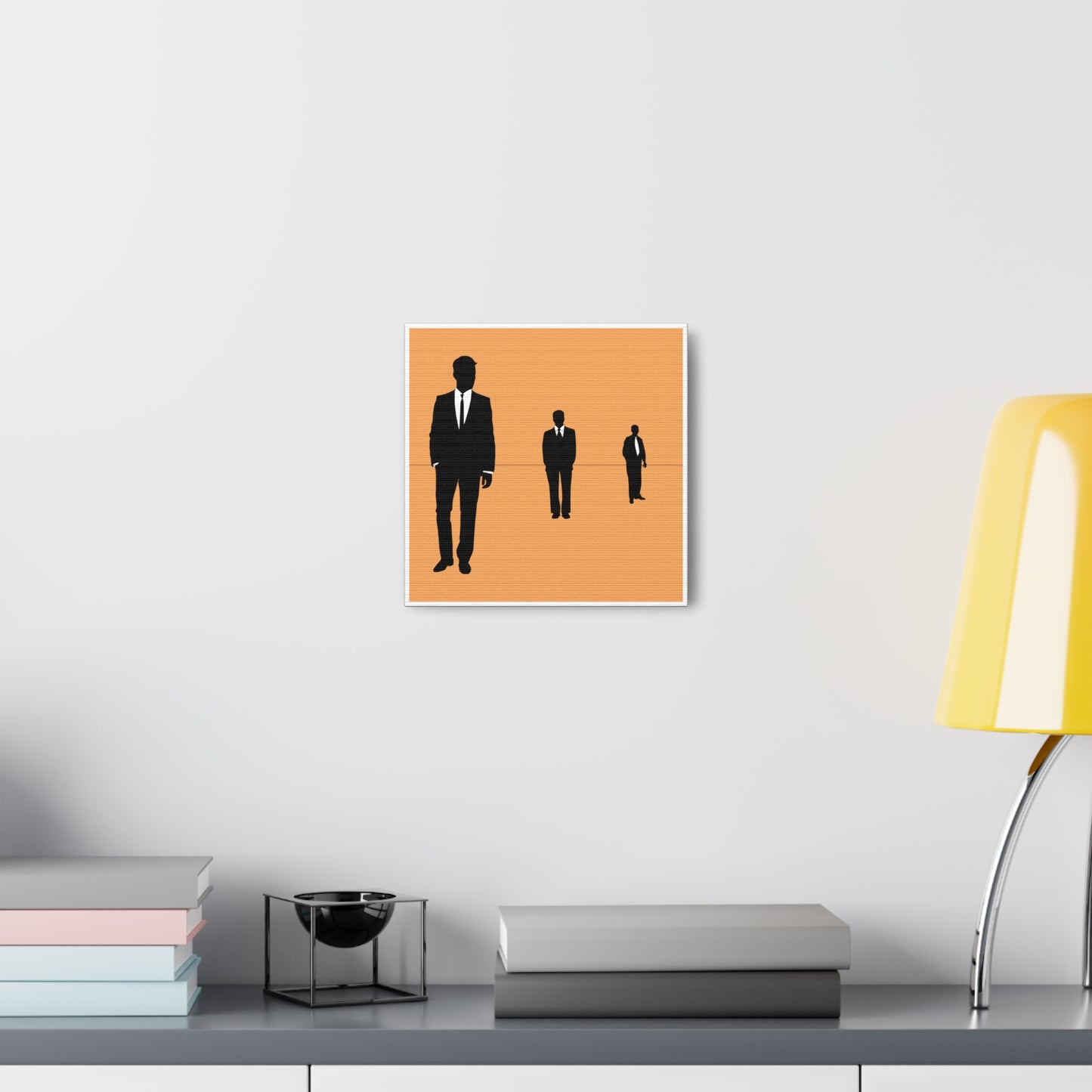 Retro Men 3 Retro Men Standing In Peach Background Canvas Art Print