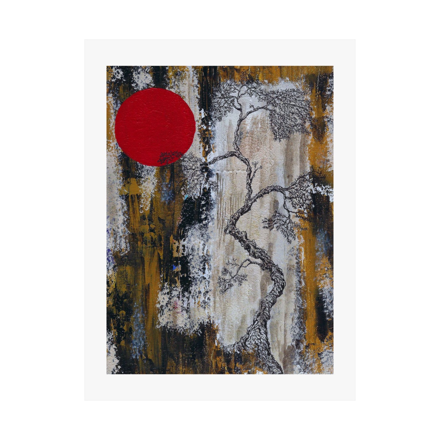 Titled "Red Moon Rising" Art Print on Paper In 4 sizes