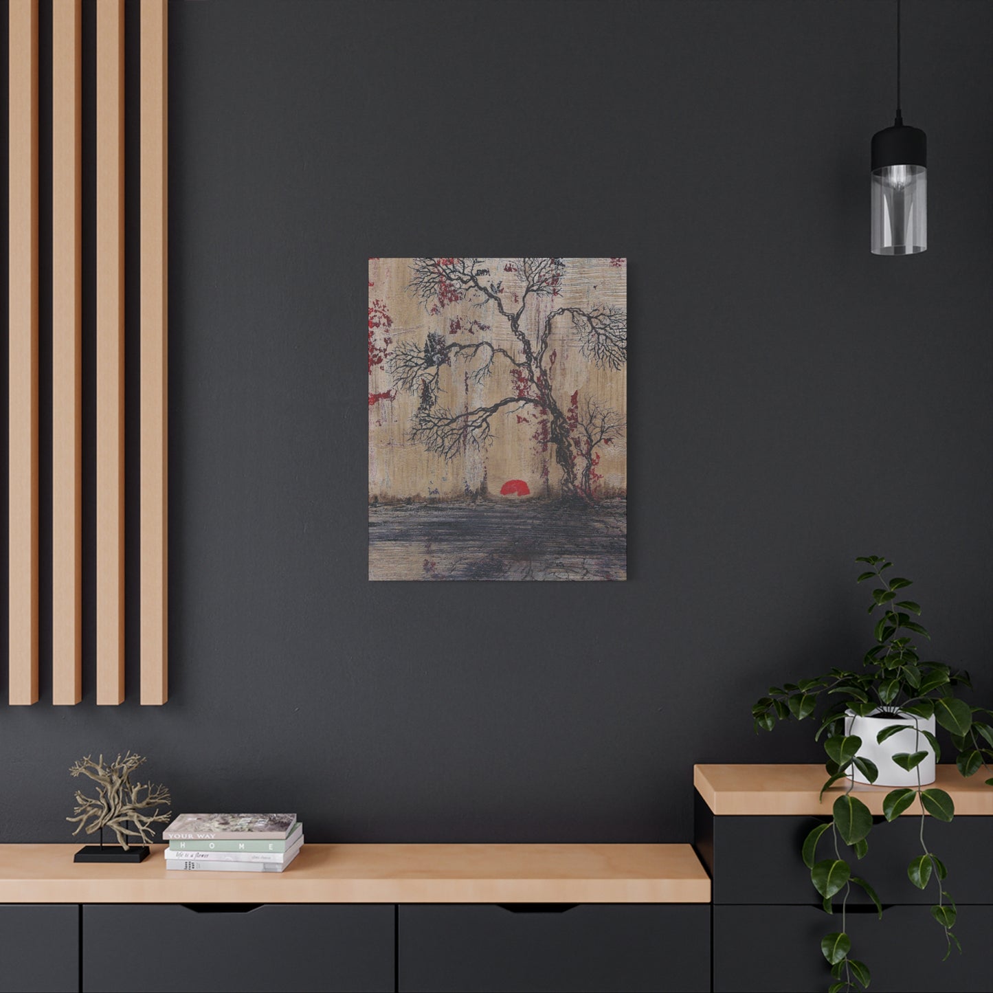 Titled "Daybreak" Bonsai Tree Abstract On Canvas