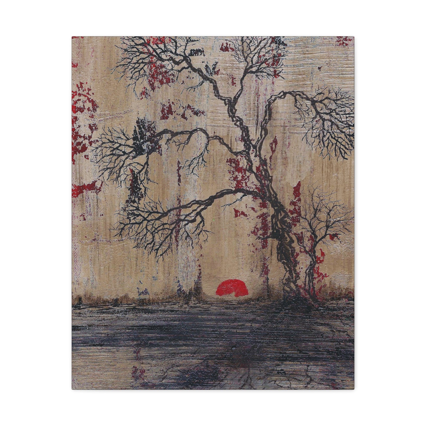 Titled "Daybreak" Bonsai Tree Abstract On Canvas