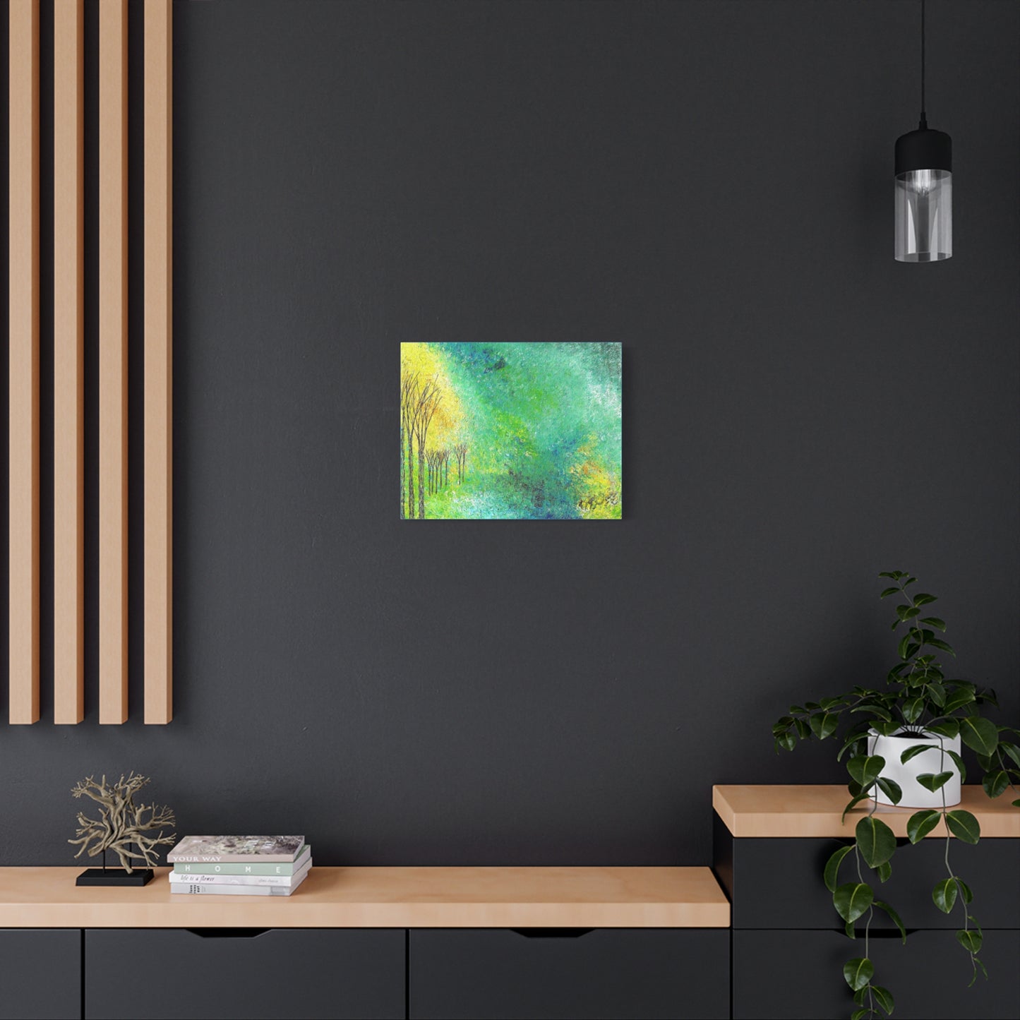 Titled "Trees Across The Pond" Abstract On Canvas