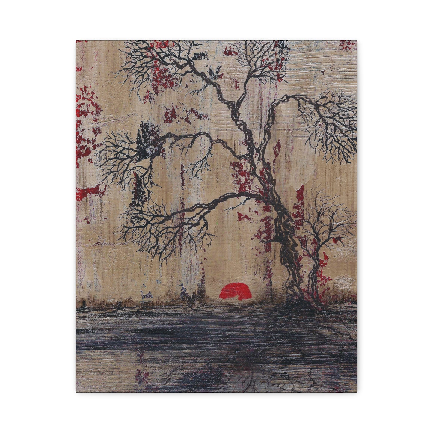 Titled "Daybreak" Bonsai Tree Abstract On Canvas