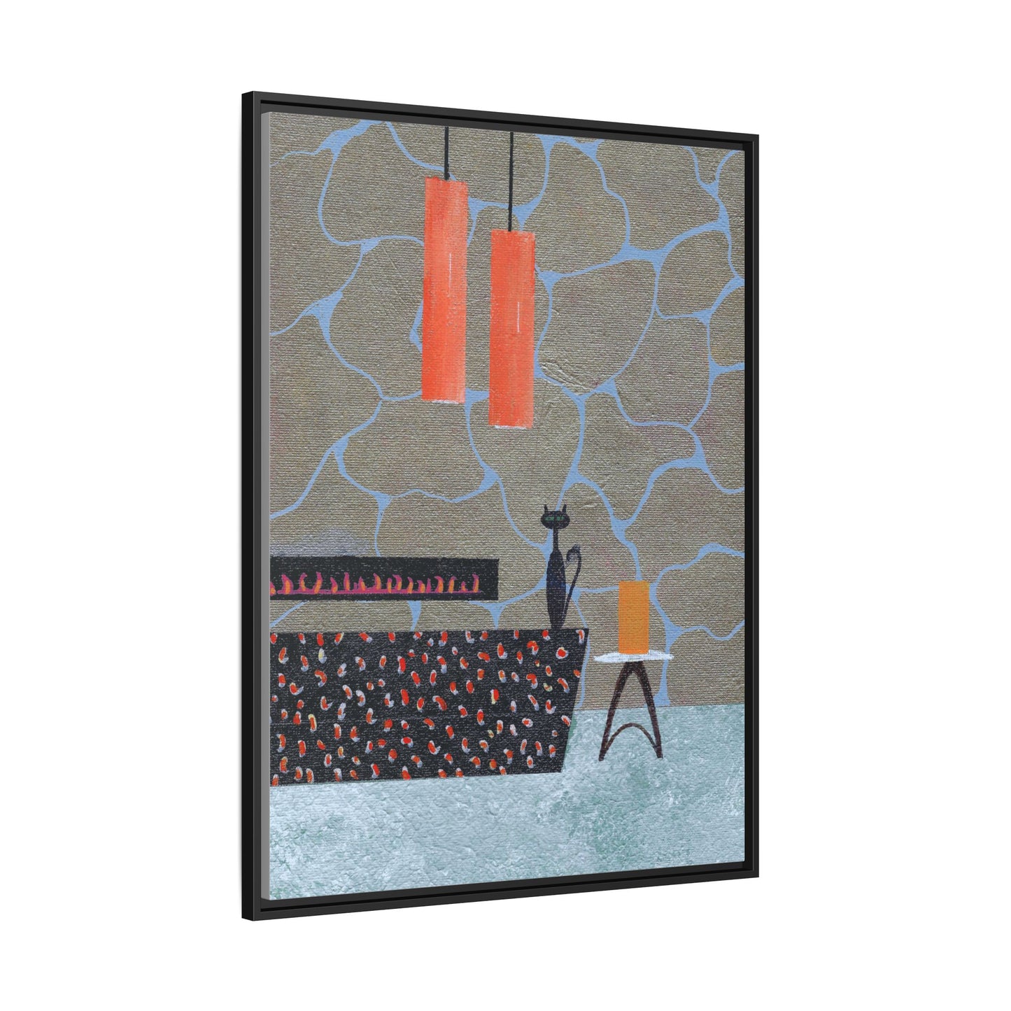Fireplace Elegance Vintage Inspired Framed Canvas Print