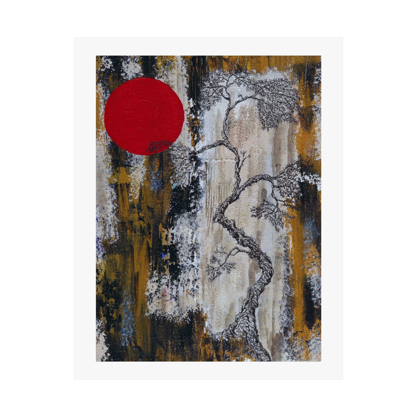 Titled "Red Moon Rising" Art Print on Paper In 4 sizes
