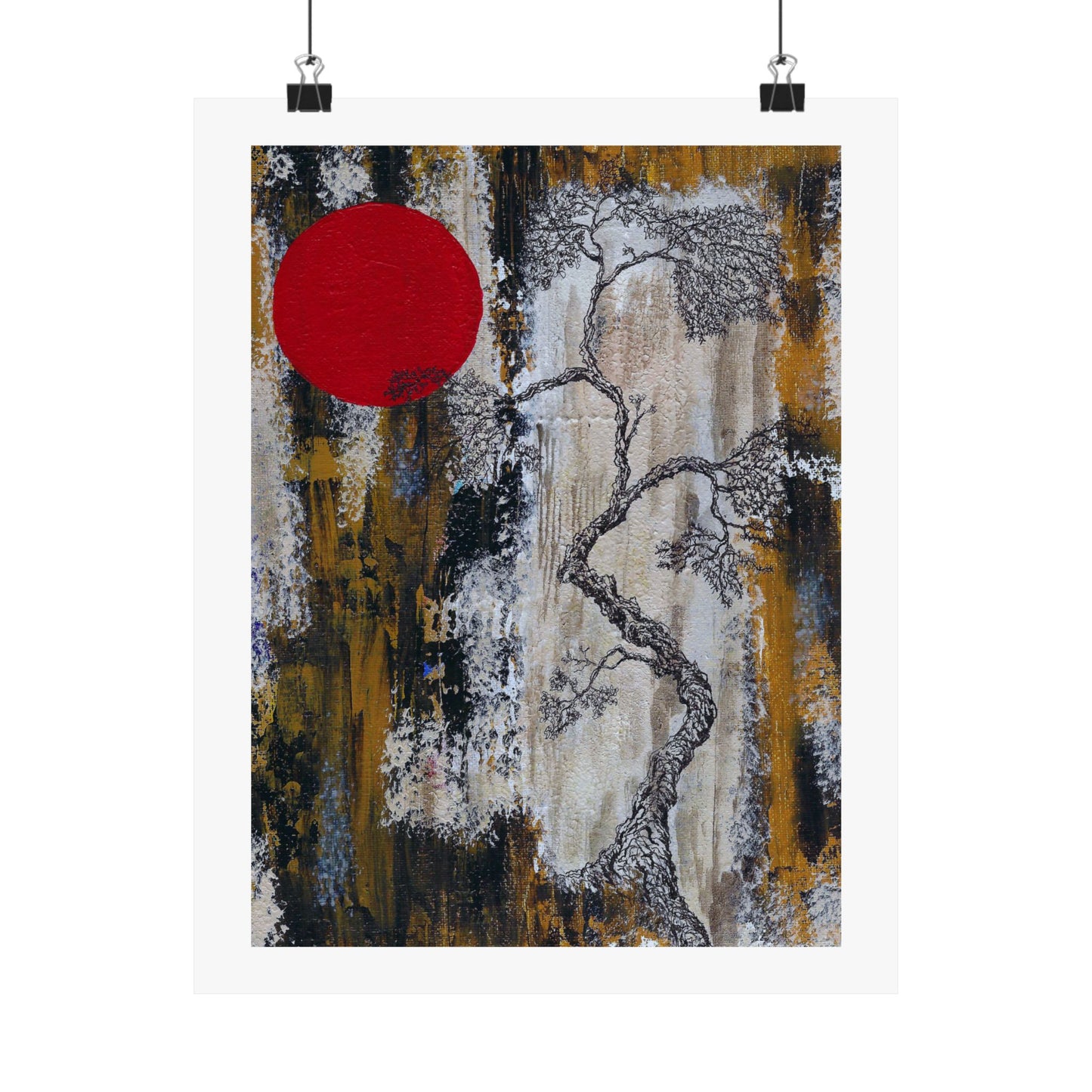 Titled "Red Moon Rising" Art Print on Paper In 4 sizes