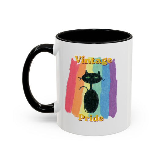 Vintage Pride Black Cat Accent Coffee Mug — 11/15oz — 1970's Vintage Pride — JLockeDesigns
