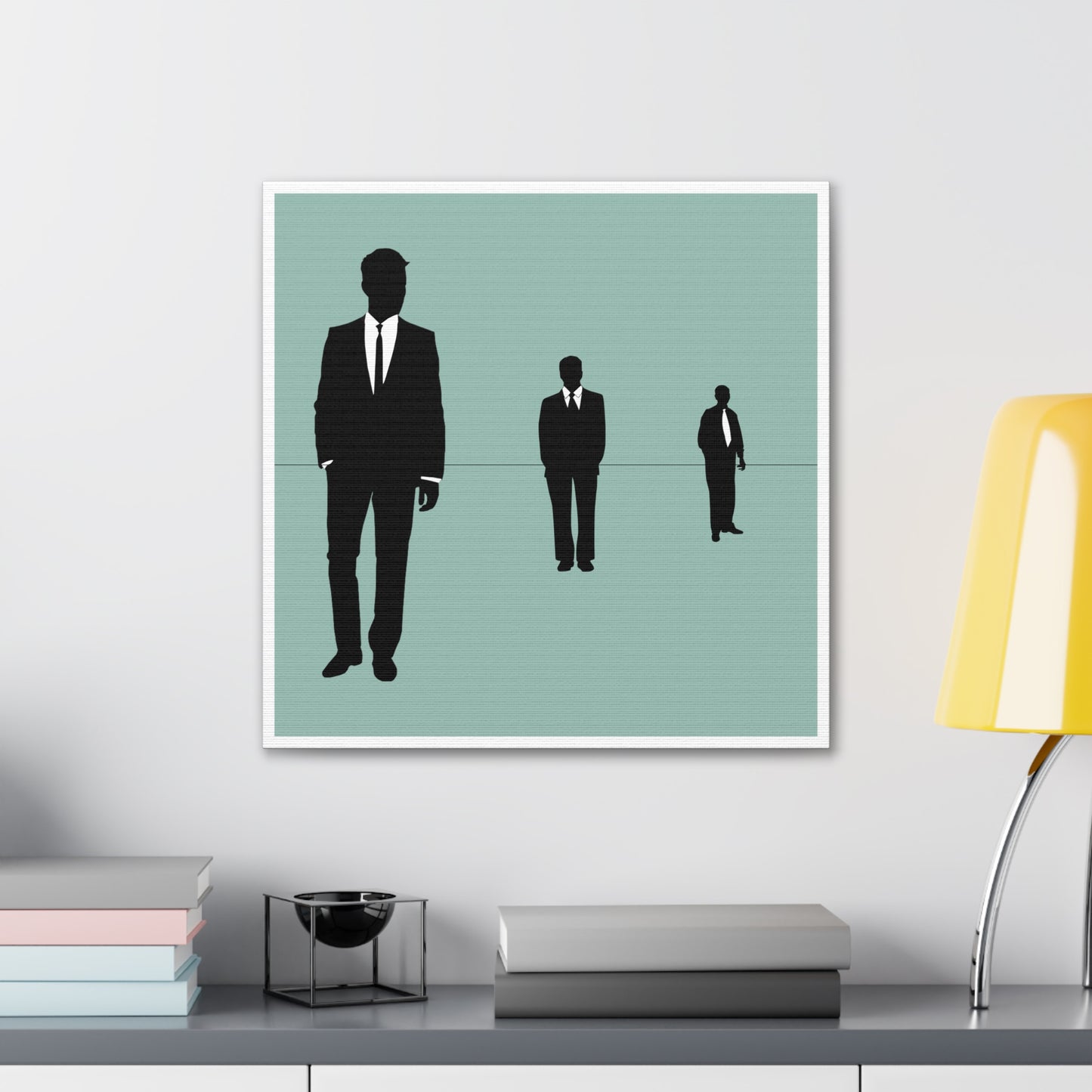 Retro Men 2 Retro Men Standing In Blue Background Canvas Art Print