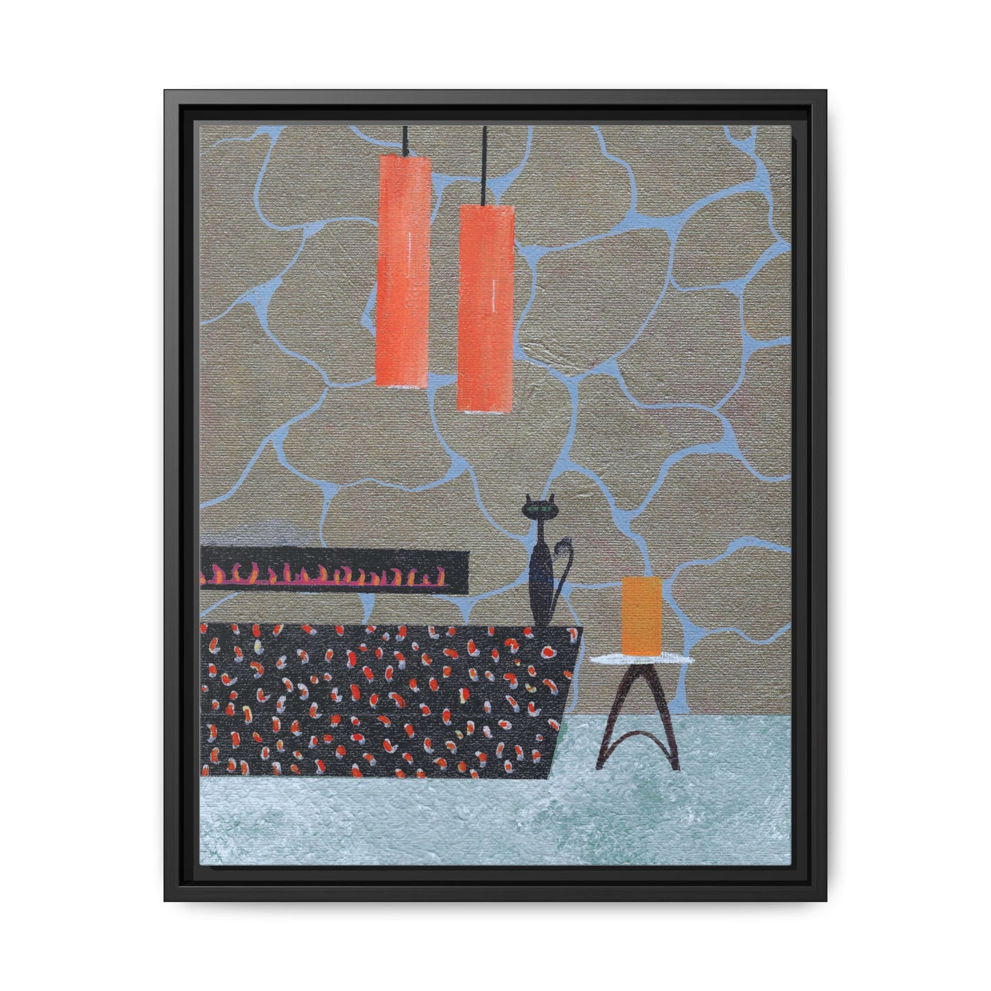 Fireplace Elegance Vintage Inspired Framed Canvas Print