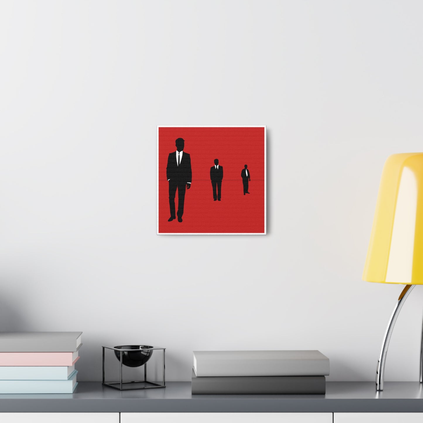 Retro Men 1 Retro Men Standing In Red Background Canvas Art Print