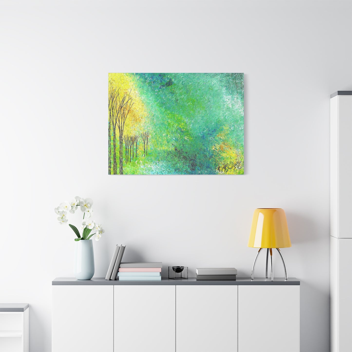 Titled "Trees Across The Pond" Abstract On Canvas