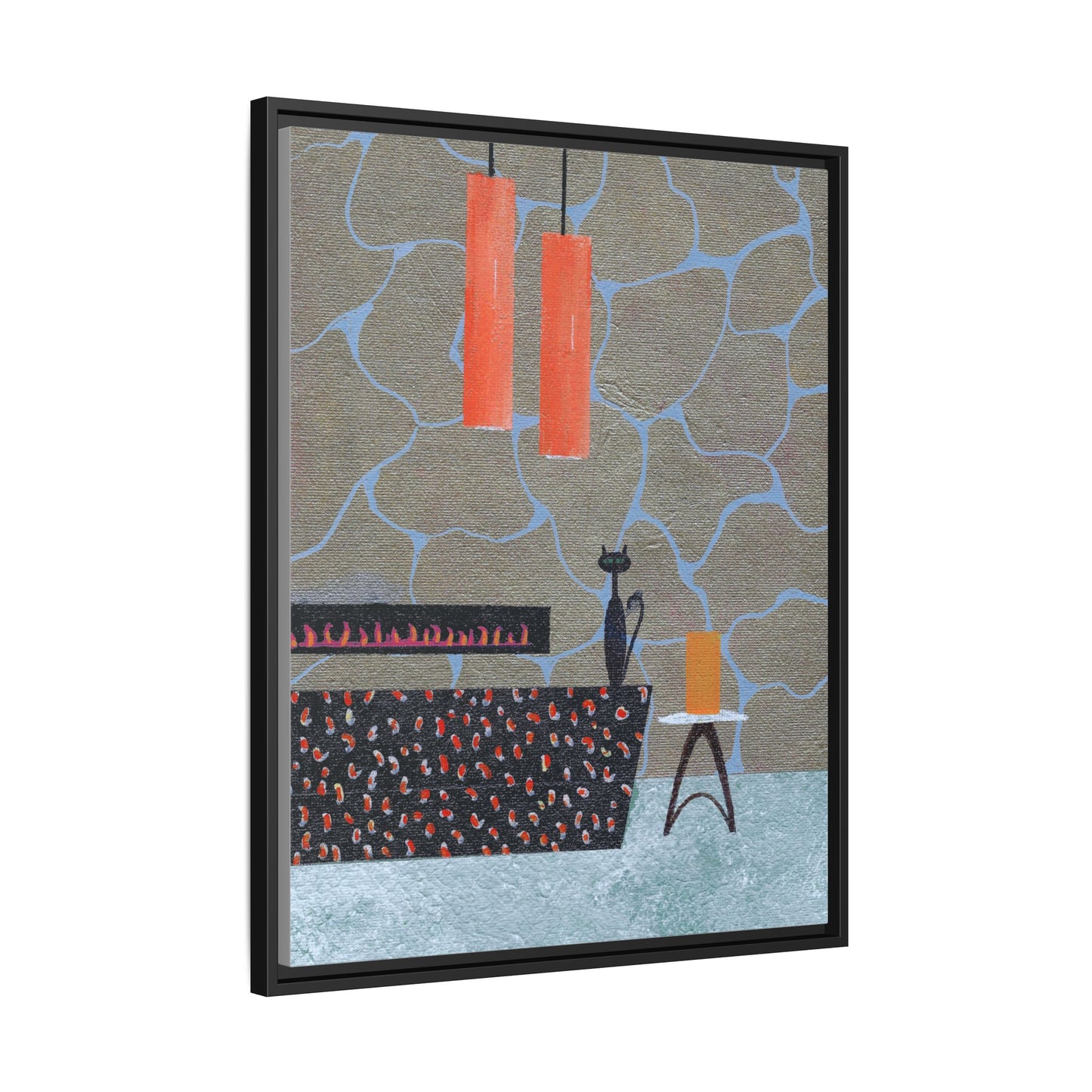 Fireplace Elegance Vintage Inspired Framed Canvas Print