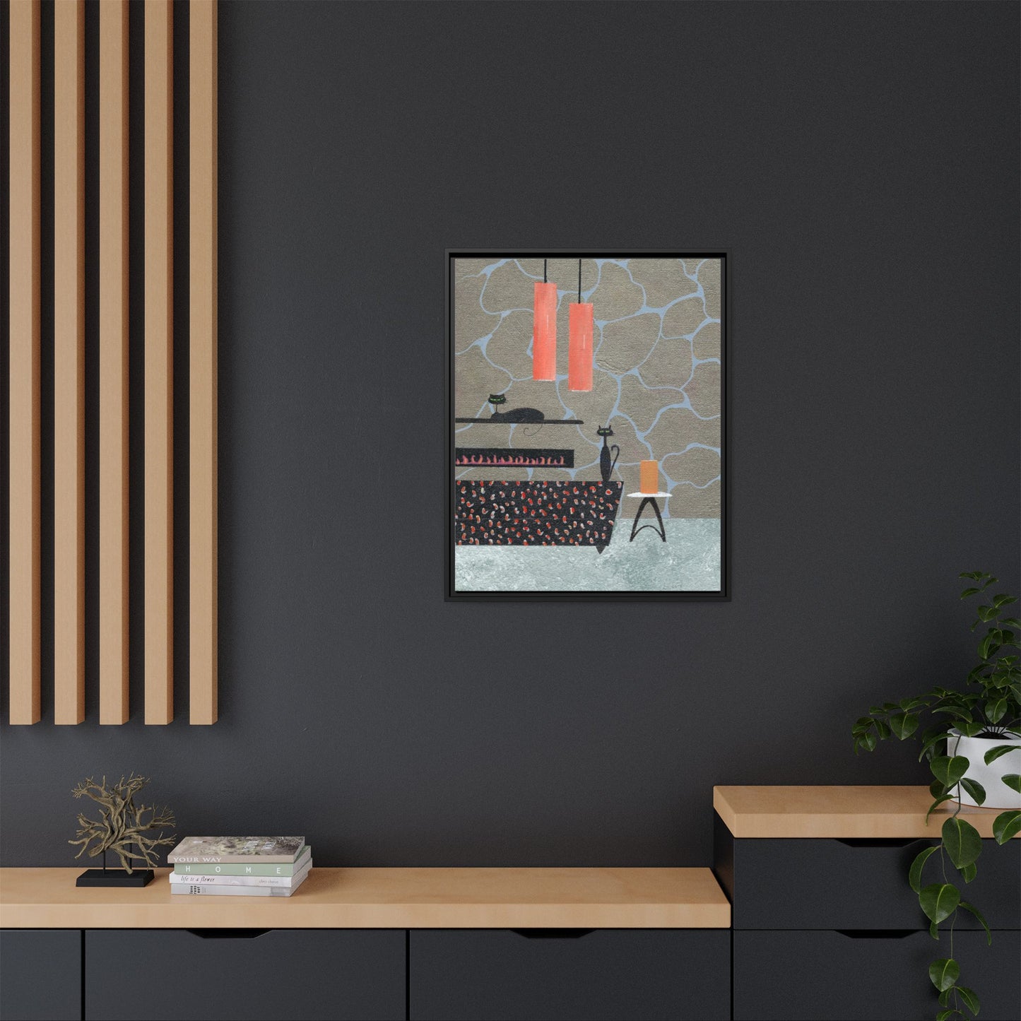 Fireplace Elegance Vintage Inspired Framed Canvas Print