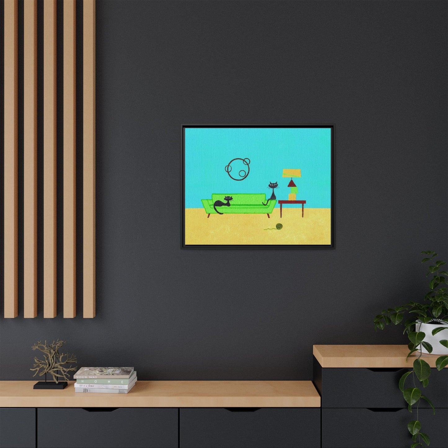 Yarn Kitties Vintage Inspired Framed Canvas Art