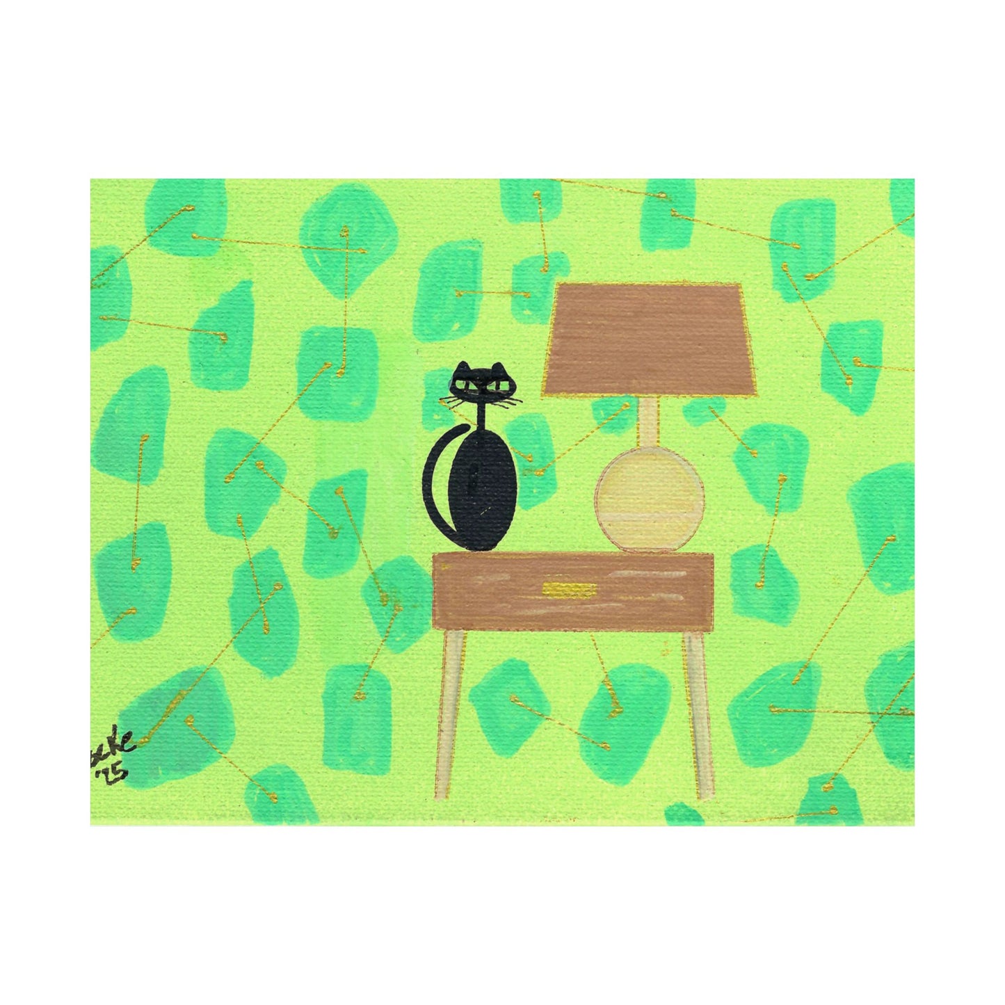 Poster - Vintage Inspired Cat Art Titled Table Lamp Table Kitty