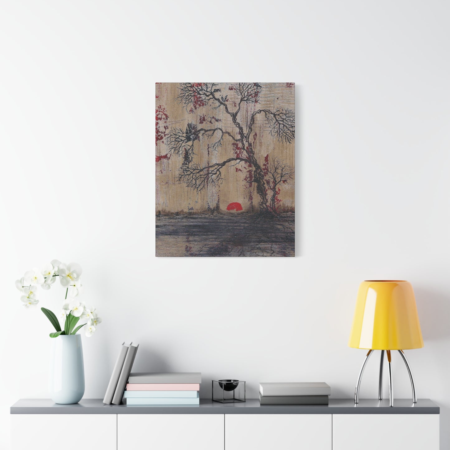 Titled "Daybreak" Bonsai Tree Abstract On Canvas