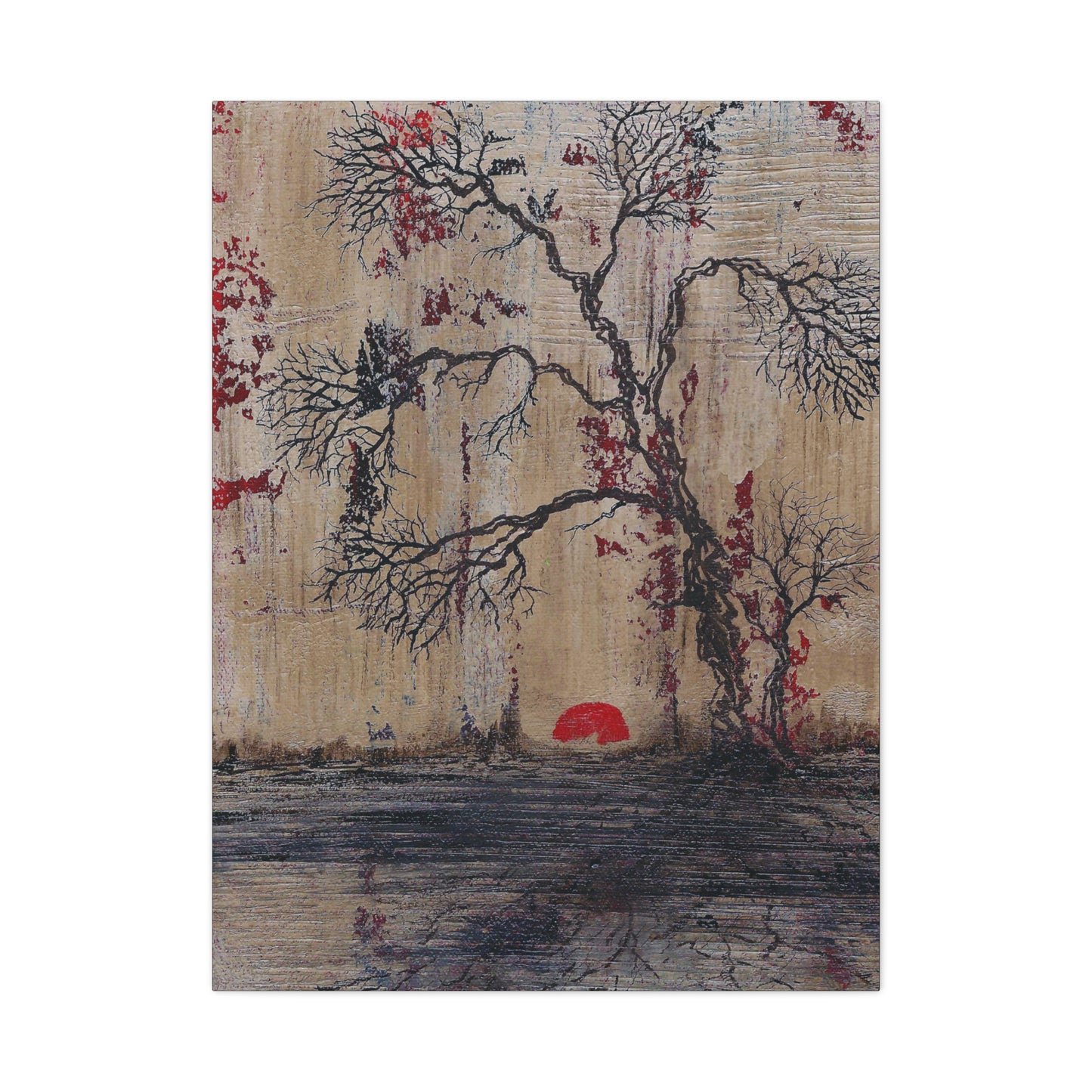 Titled "Daybreak" Bonsai Tree Abstract On Canvas