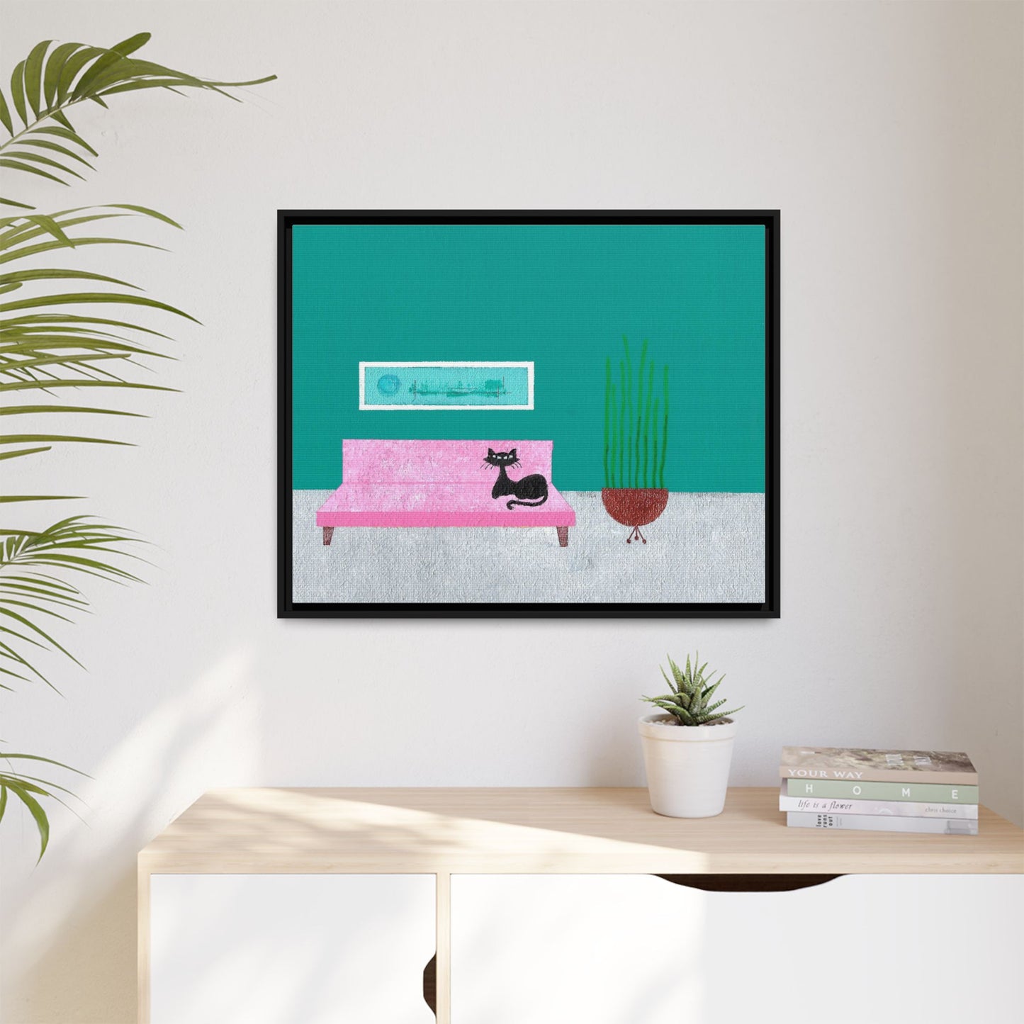 Kitty Art 2 Vintage Inspired Framed Canvas Print