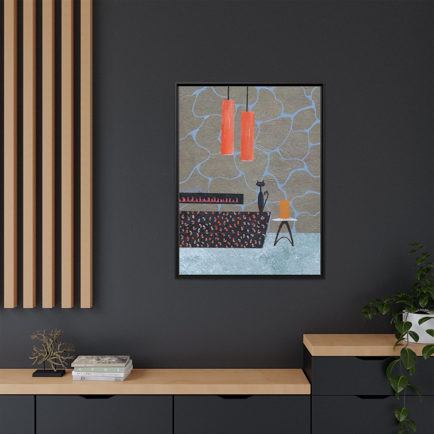 Fireplace Elegance Vintage Inspired Framed Canvas Print