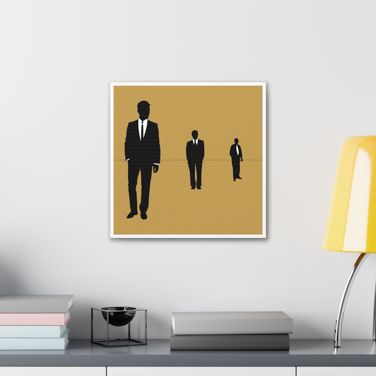 Retro Men 4 Retro Men Standing In Tan Background Canvas Art Print
