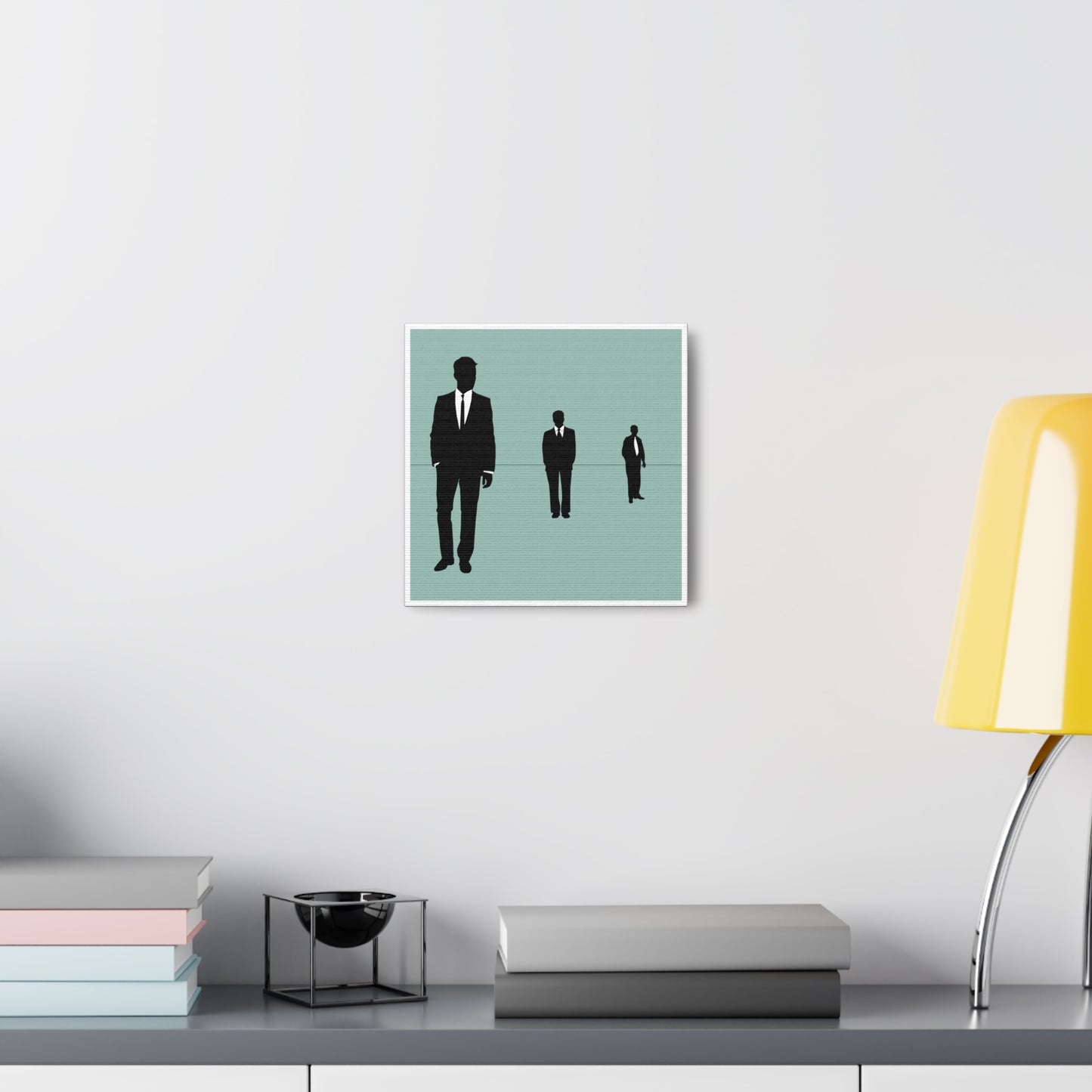 Retro Men 2 Retro Men Standing In Blue Background Canvas Art Print