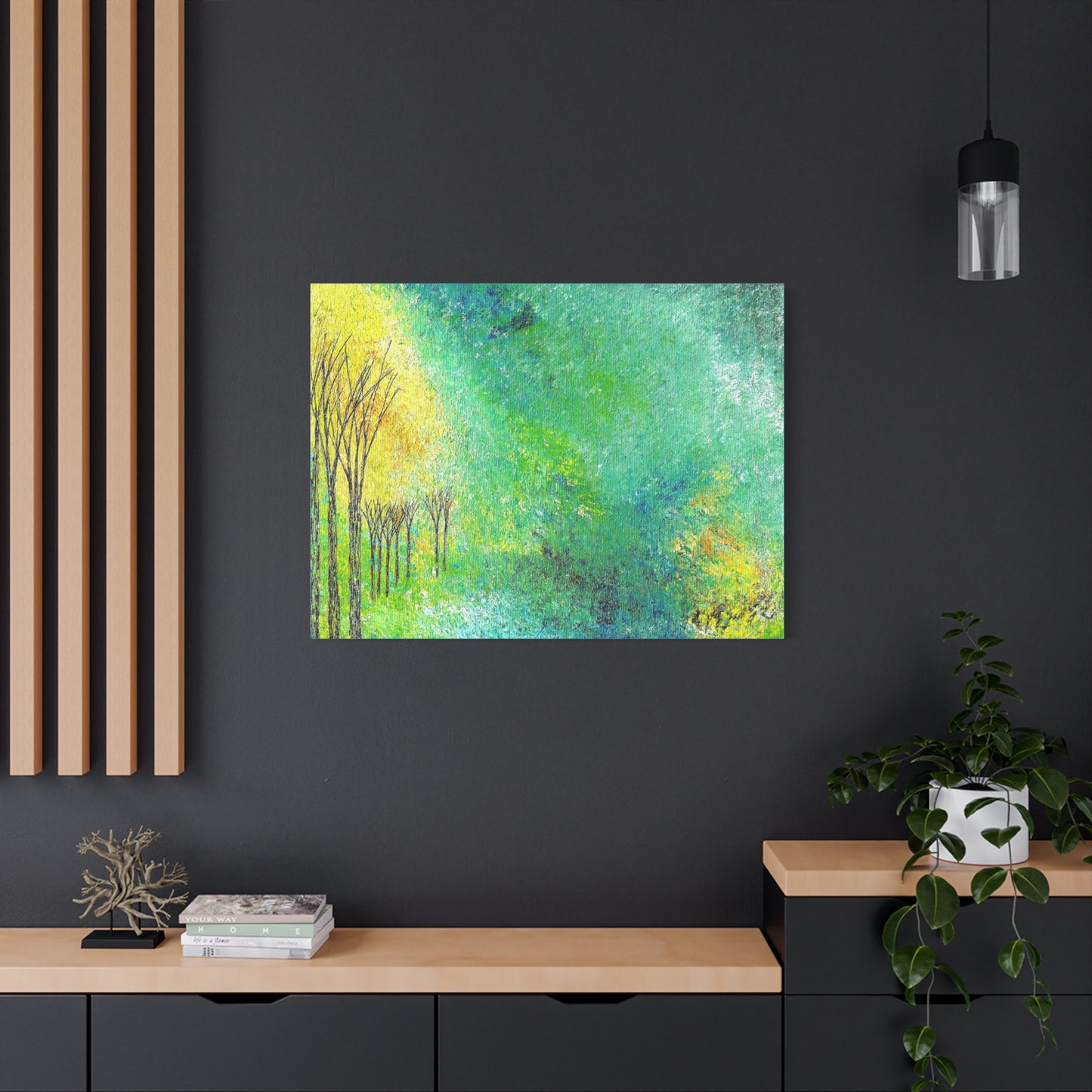 Titled "Trees Across The Pond" Abstract On Canvas
