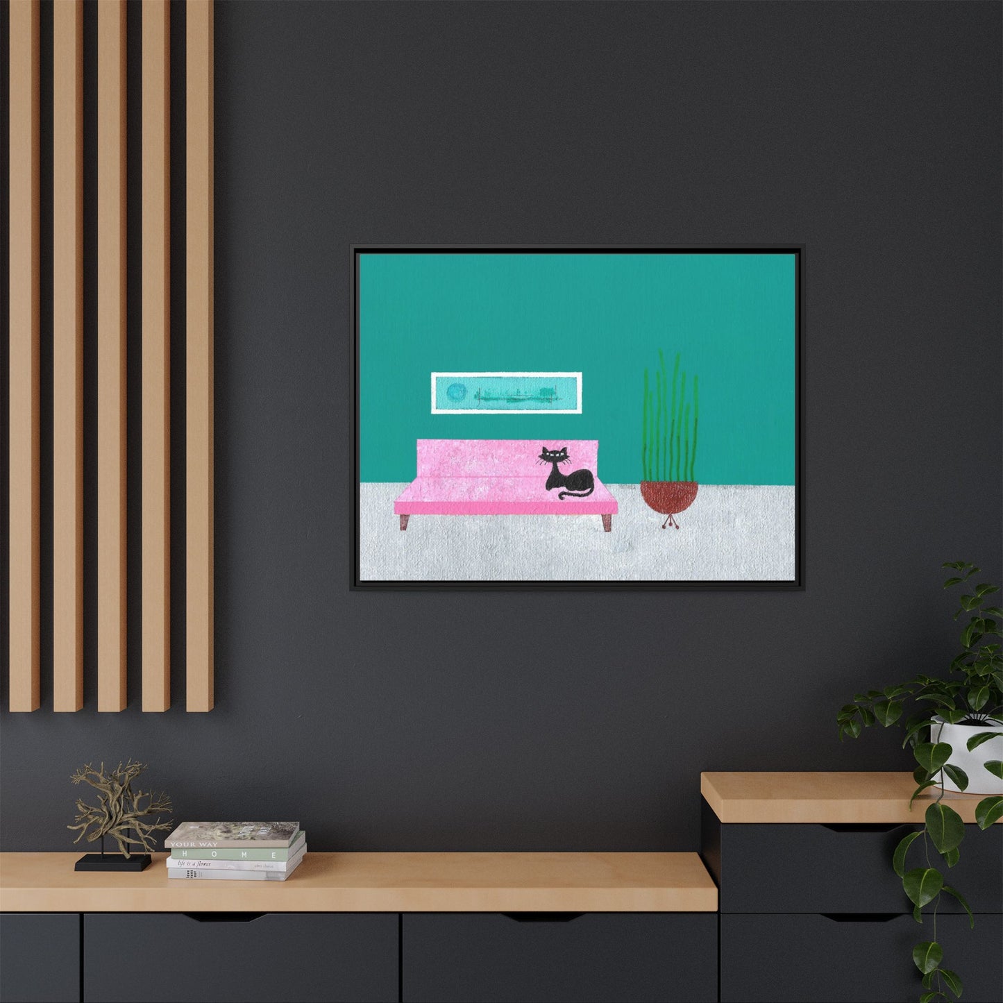 Kitty Art 2 Vintage Inspired Framed Canvas Print