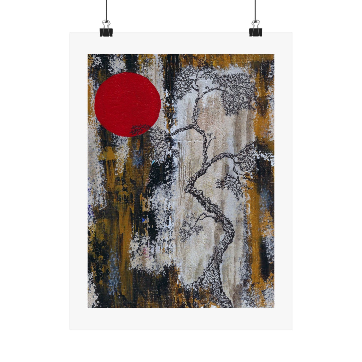 Titled "Red Moon Rising" Art Print on Paper In 4 sizes