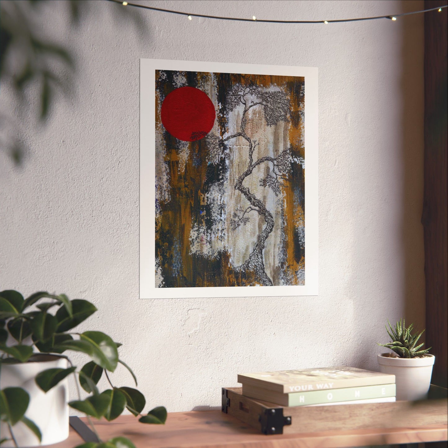 Titled "Red Moon Rising" Art Print on Paper In 4 sizes
