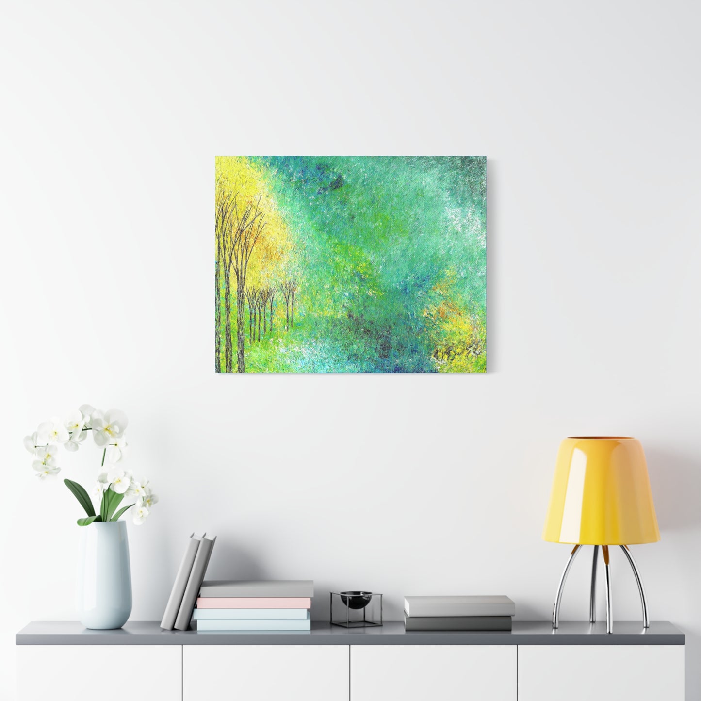 Titled "Trees Across The Pond" Abstract On Canvas