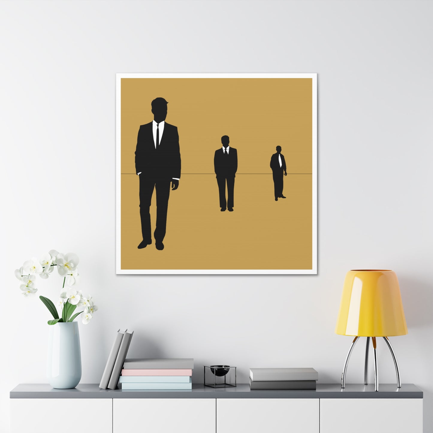 Retro Men 4 Retro Men Standing In Tan Background Canvas Art Print