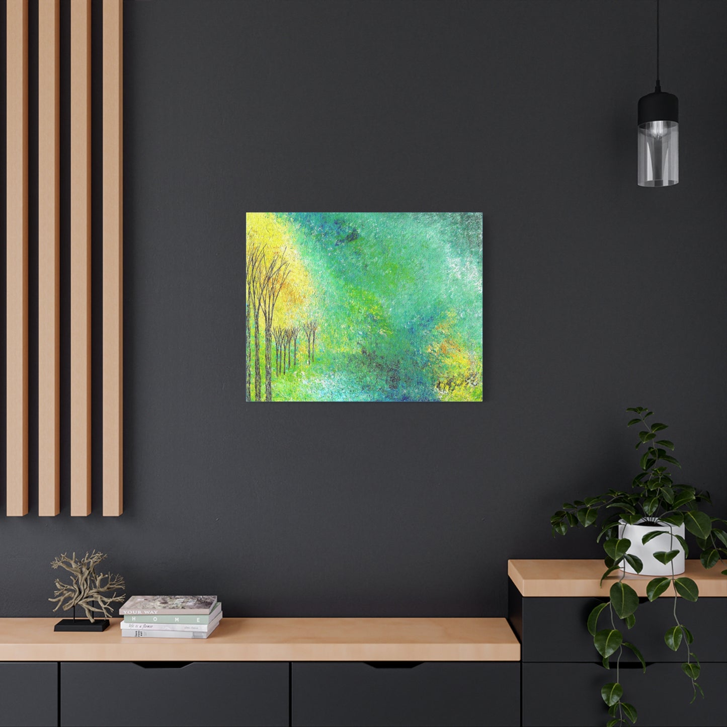 Titled "Trees Across The Pond" Abstract On Canvas