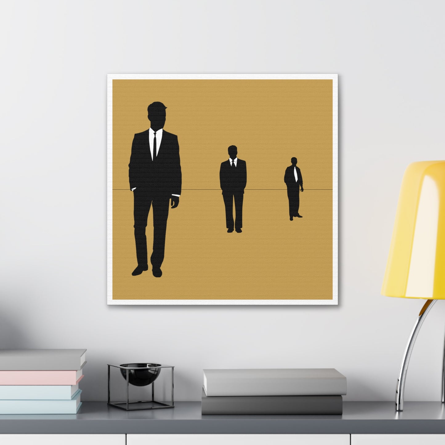 Retro Men 4 Retro Men Standing In Tan Background Canvas Art Print
