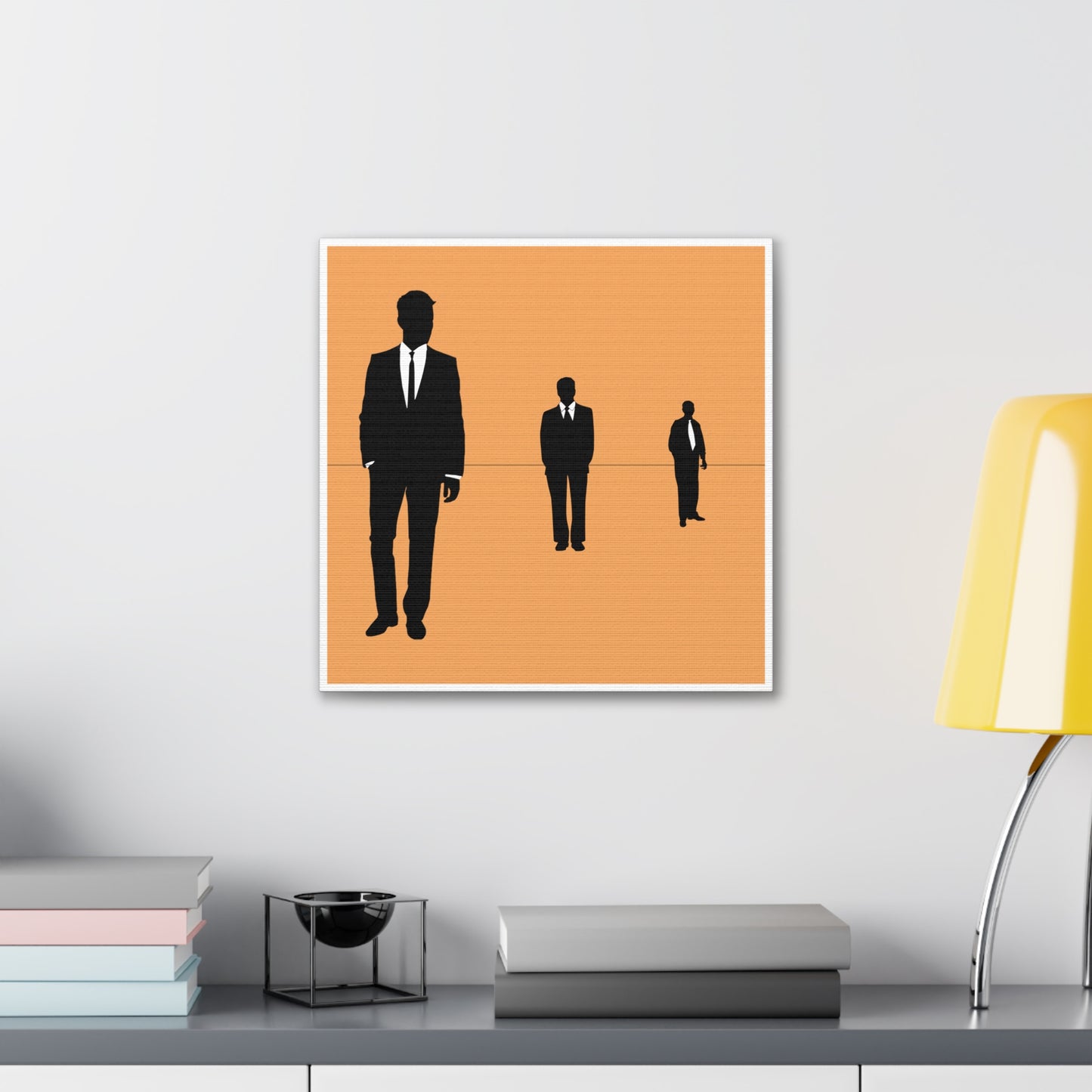 Retro Men 3 Retro Men Standing In Peach Background Canvas Art Print