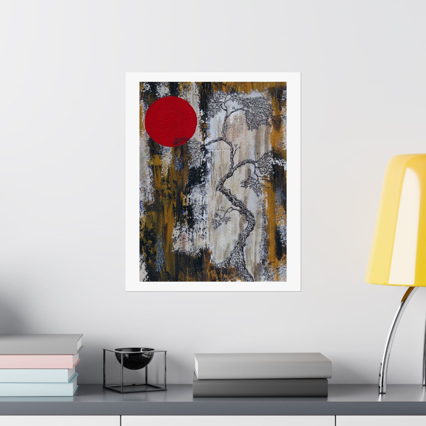 Titled "Red Moon Rising" Art Print on Paper In 4 sizes