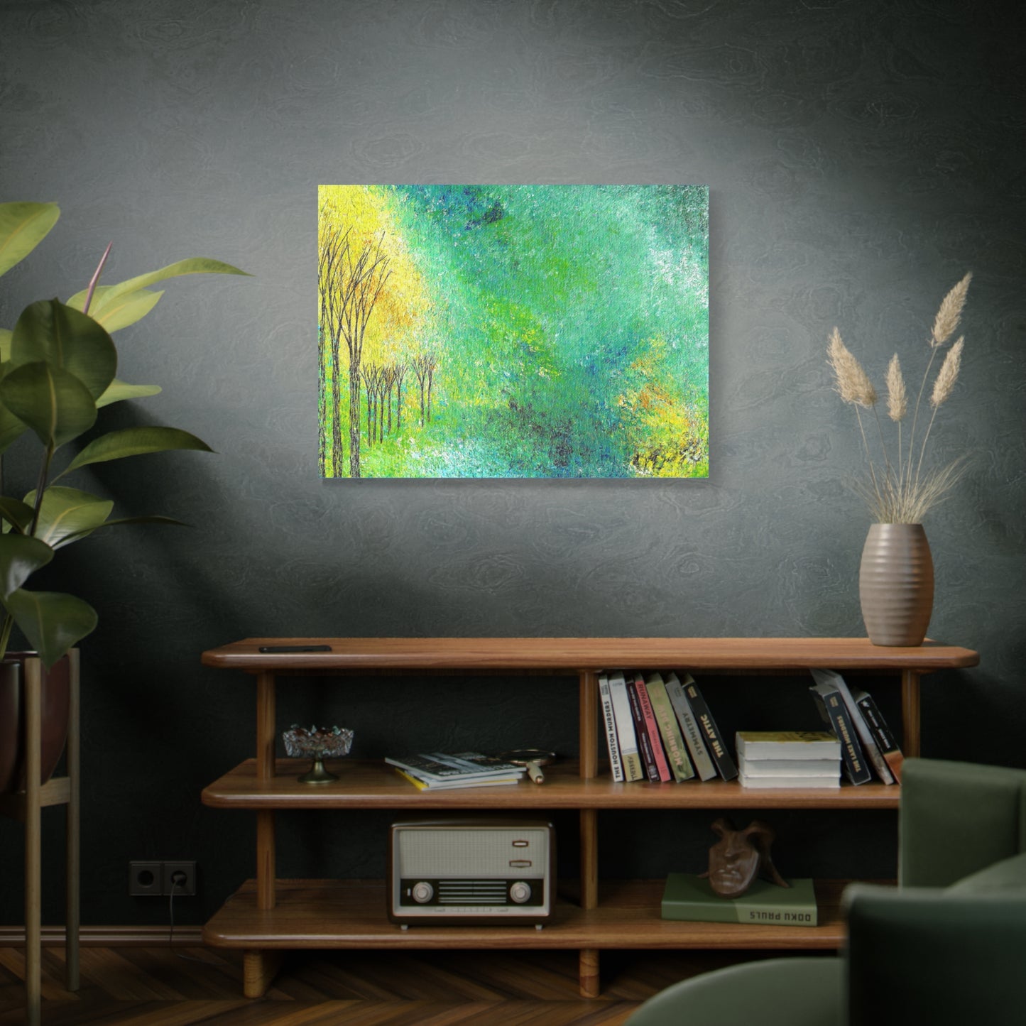 Titled "Trees Across The Pond" Abstract On Canvas