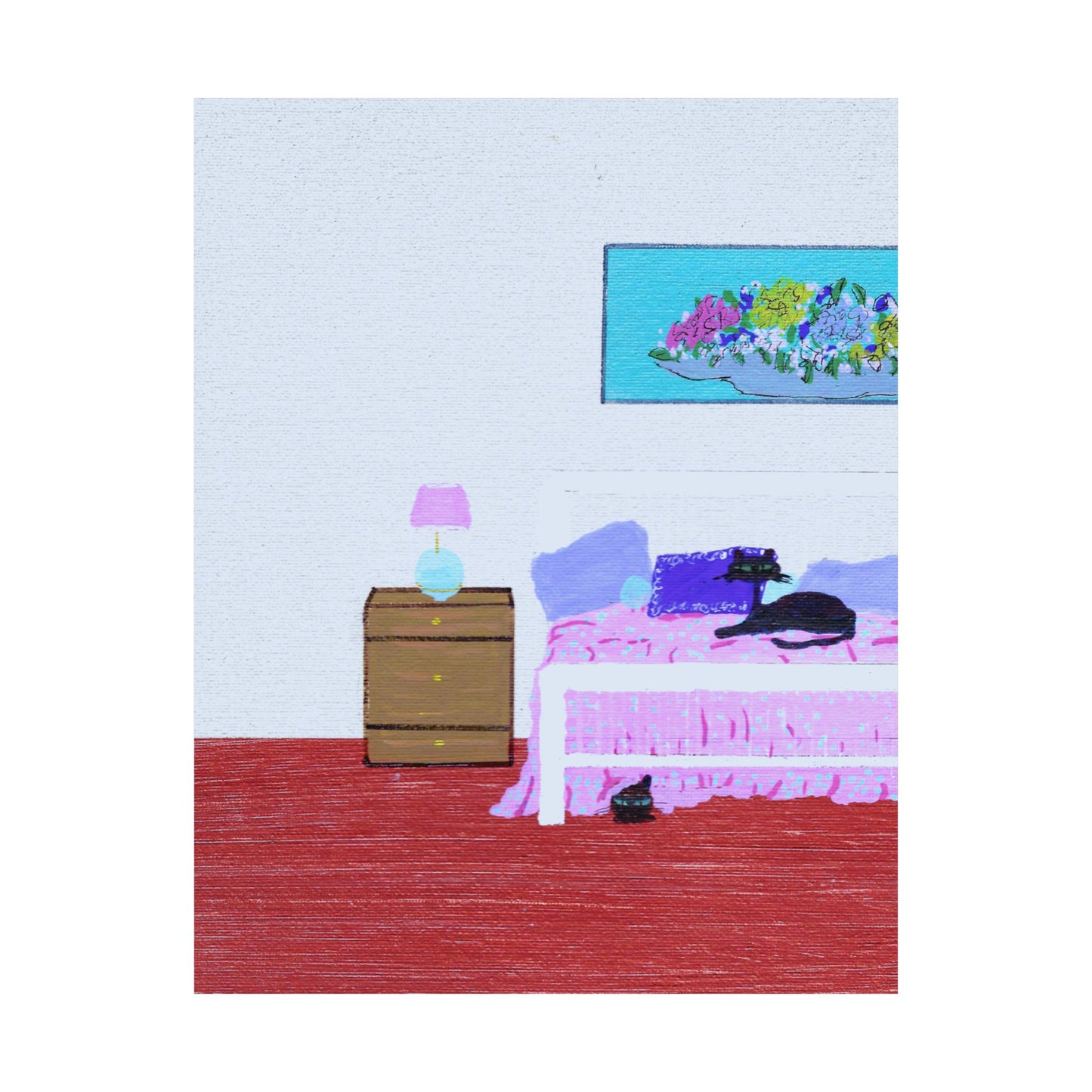 Poster - Vintage Inspired Cat Art Titled Bedroom Kitties