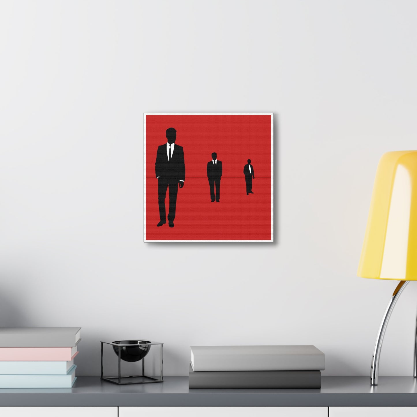 Retro Men 1 Retro Men Standing In Red Background Canvas Art Print
