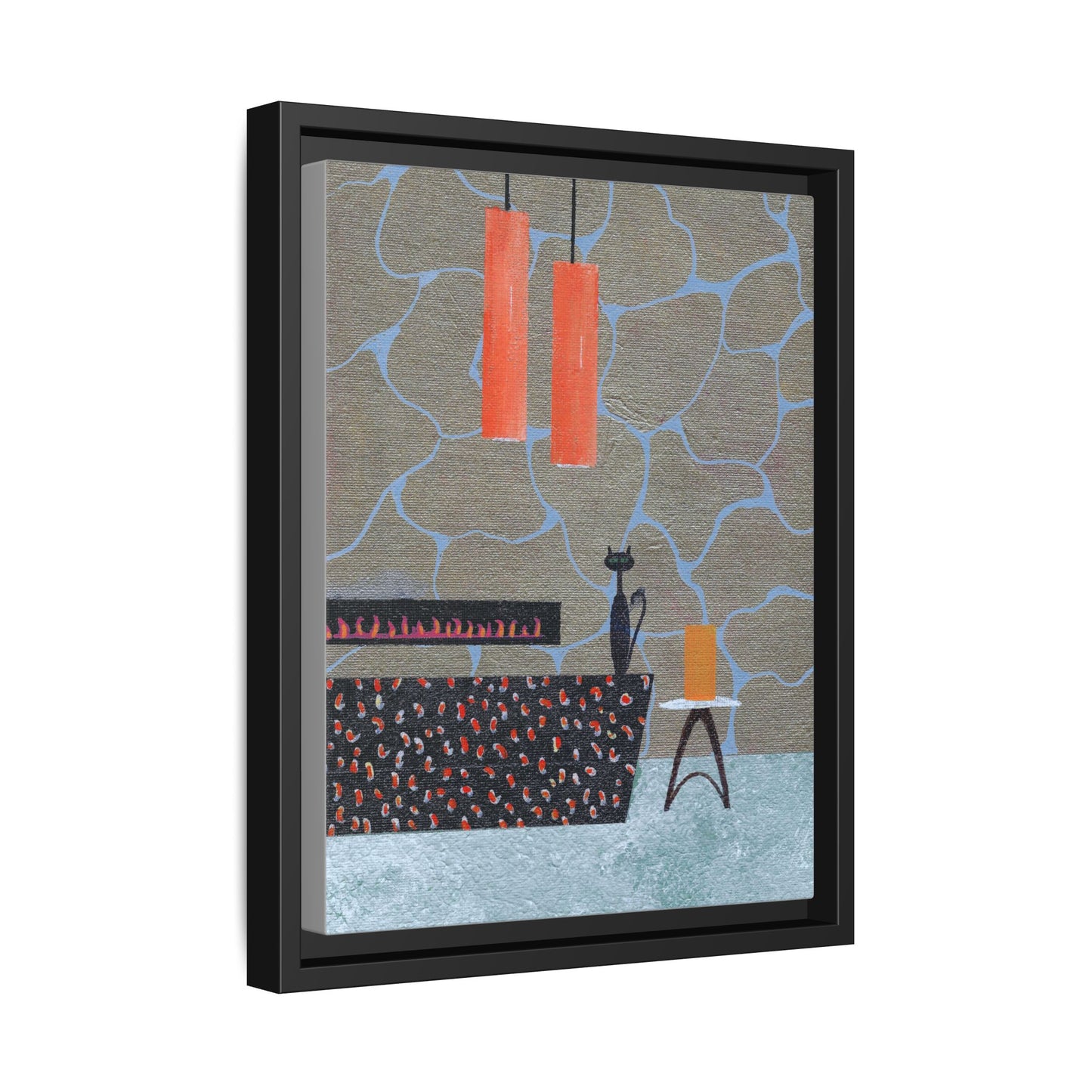 Fireplace Elegance Vintage Inspired Framed Canvas Print