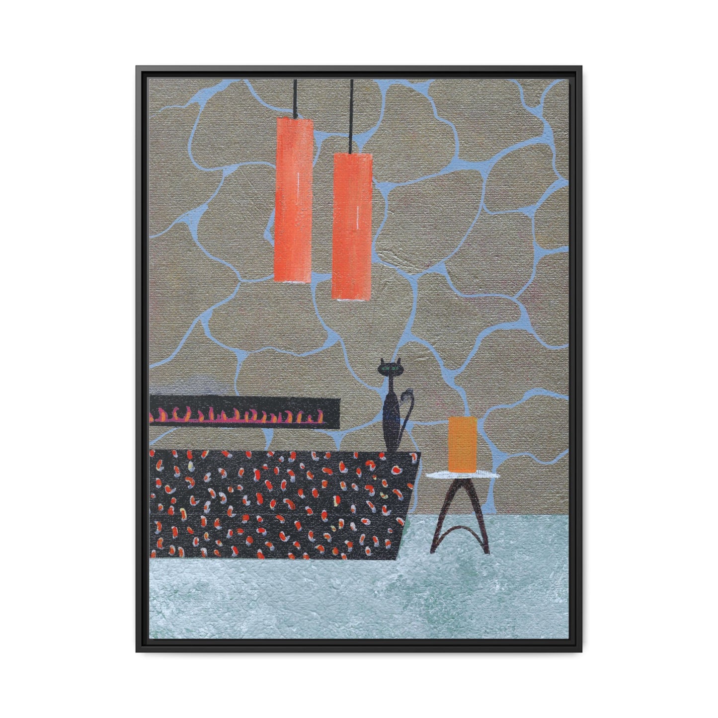 Fireplace Elegance Vintage Inspired Framed Canvas Print