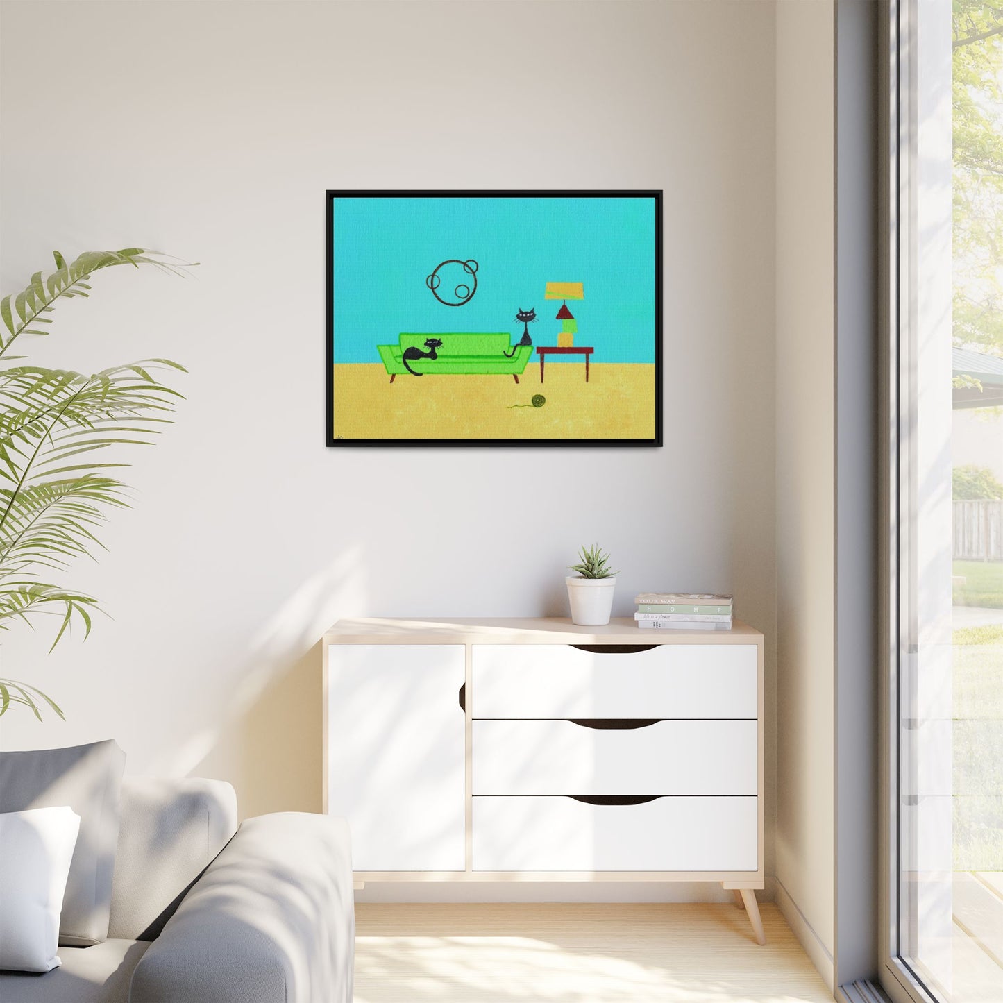 Yarn Kitties Vintage Inspired Framed Canvas Art