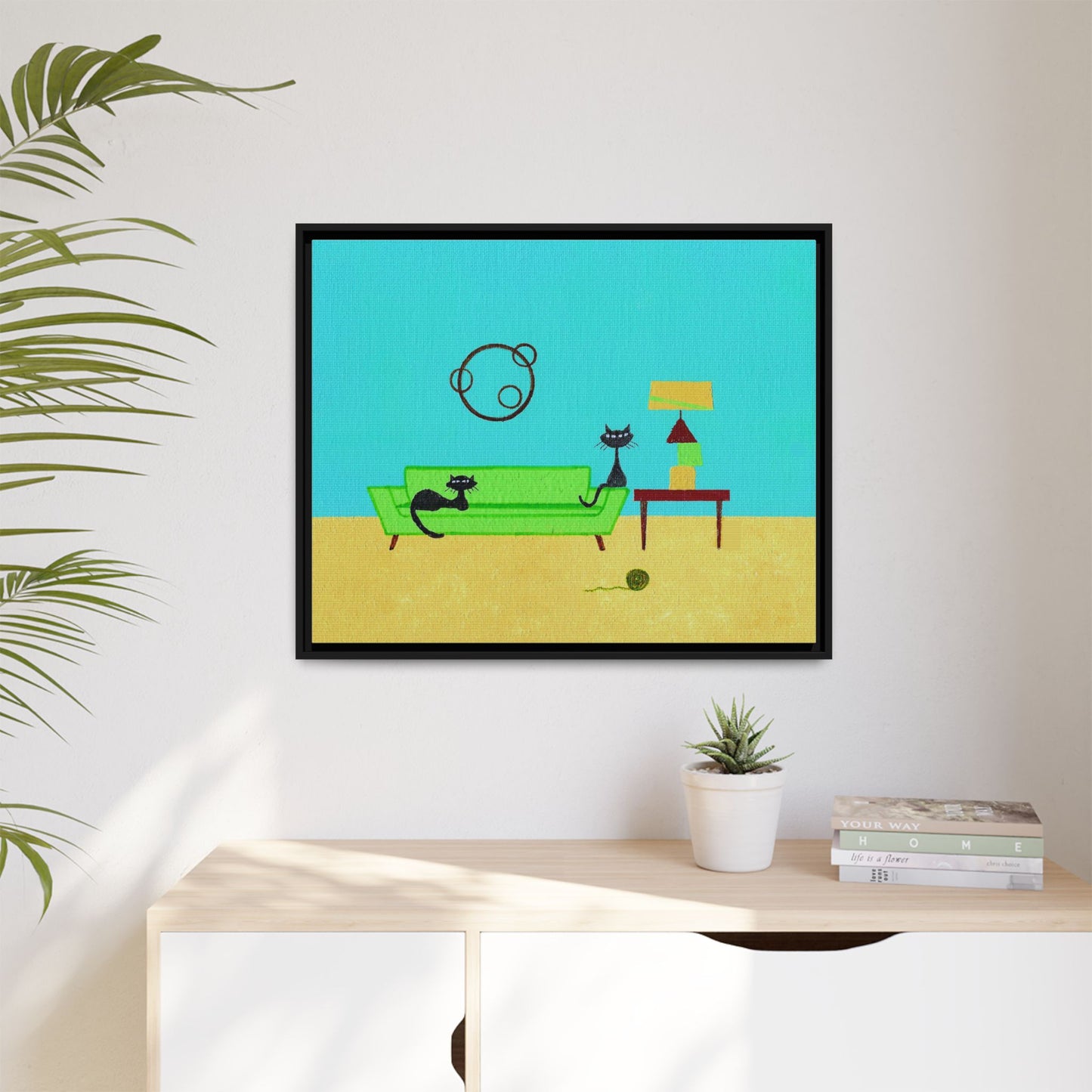Yarn Kitties Vintage Inspired Framed Canvas Art