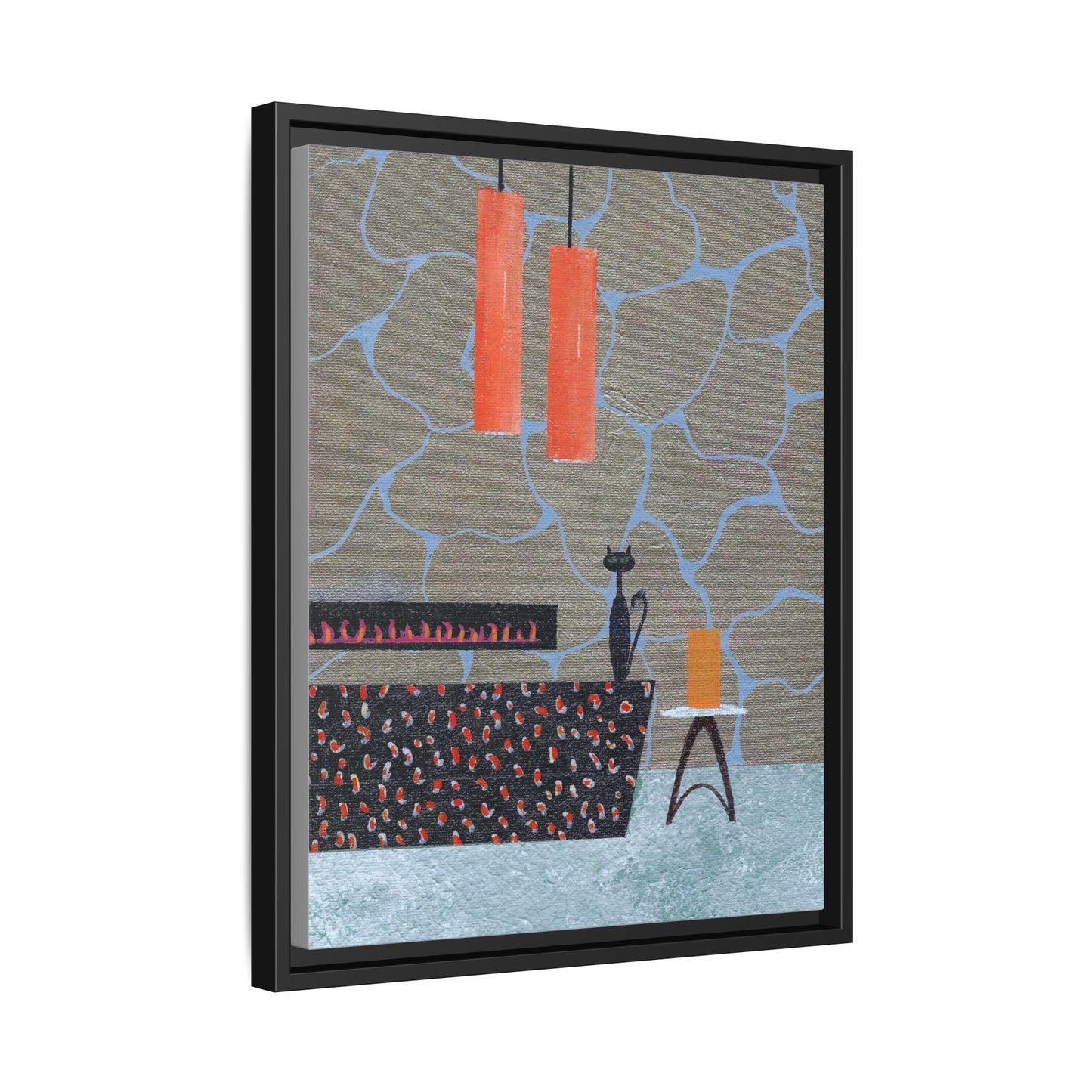 Fireplace Elegance Vintage Inspired Framed Canvas Print