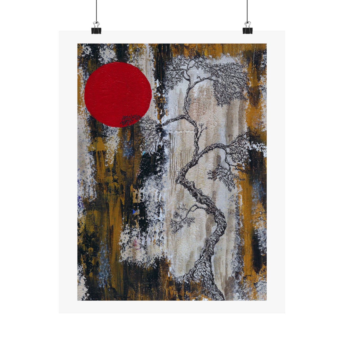 Titled "Red Moon Rising" Art Print on Paper In 4 sizes