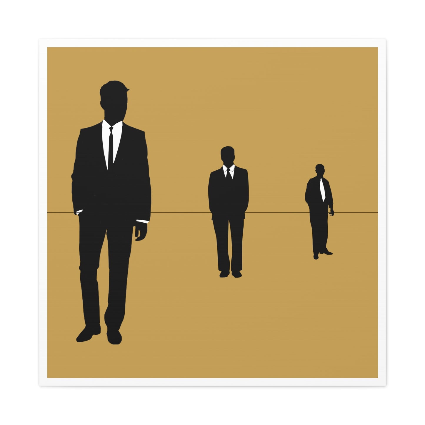 Retro Men 4 Retro Men Standing In Tan Background Canvas Art Print