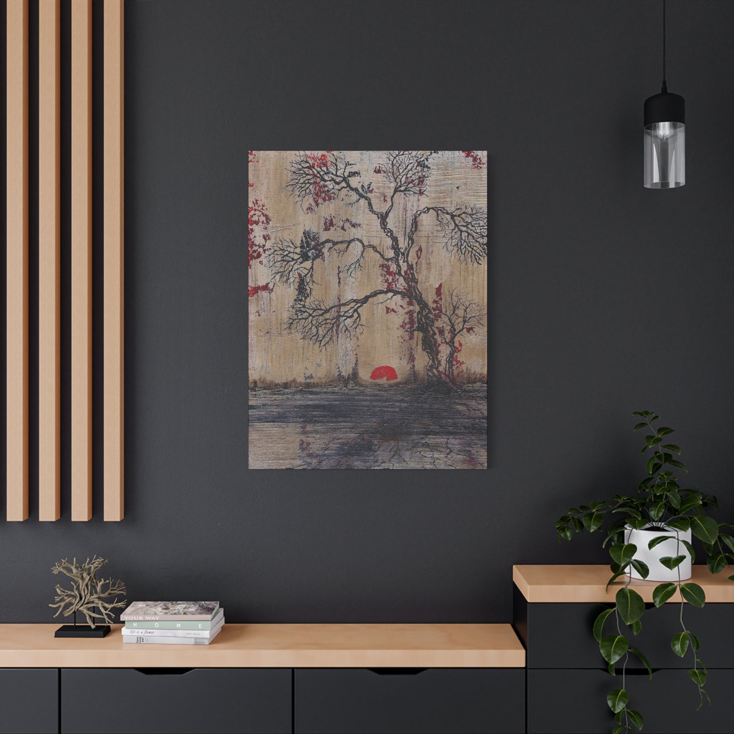Titled "Daybreak" Bonsai Tree Abstract On Canvas
